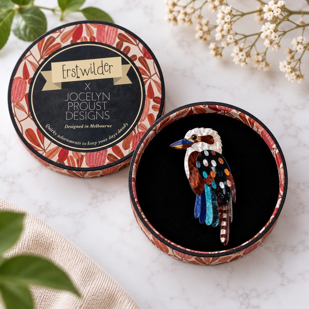 Erstwilder Brooch Jocelyn Proust Kookaburra 2021 OS Gumtree Royalty Resin Bird